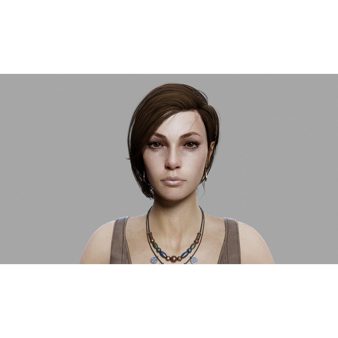 Fantasy Woman 3D Model – Low Poly Game-Ready Character, FBX, Blender - View 3