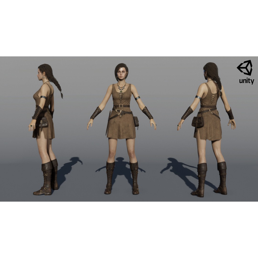 Fantasy Woman 3D Model – Low Poly Game-Ready Character, FBX, Blender - View 30