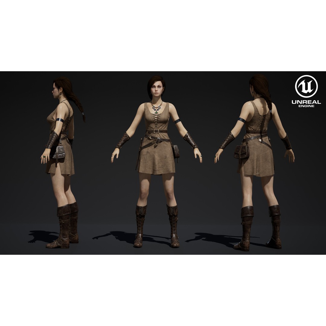 Fantasy Woman 3D Model – Low Poly Game-Ready Character, FBX, Blender - View 31