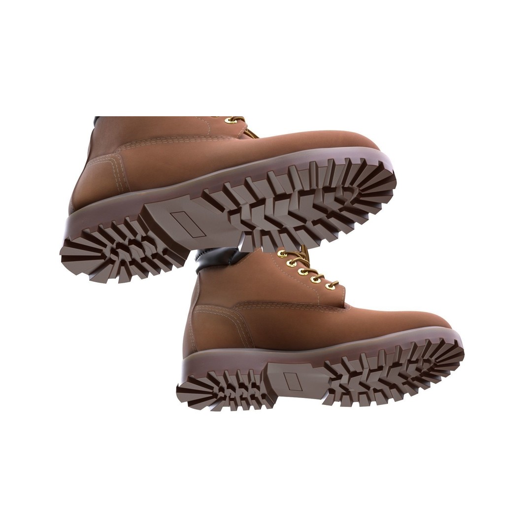 Boots 3D Model – Low Poly Rigged Footwear for Games, FBX, OBJ