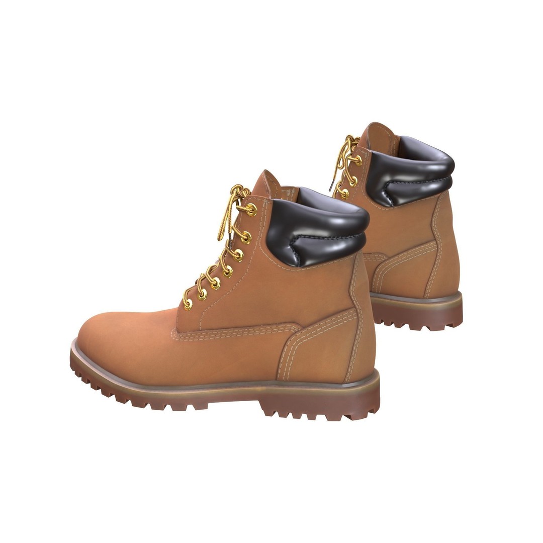 Boots 3D Model – Low Poly Rigged Footwear for Games, FBX, OBJ - View 10