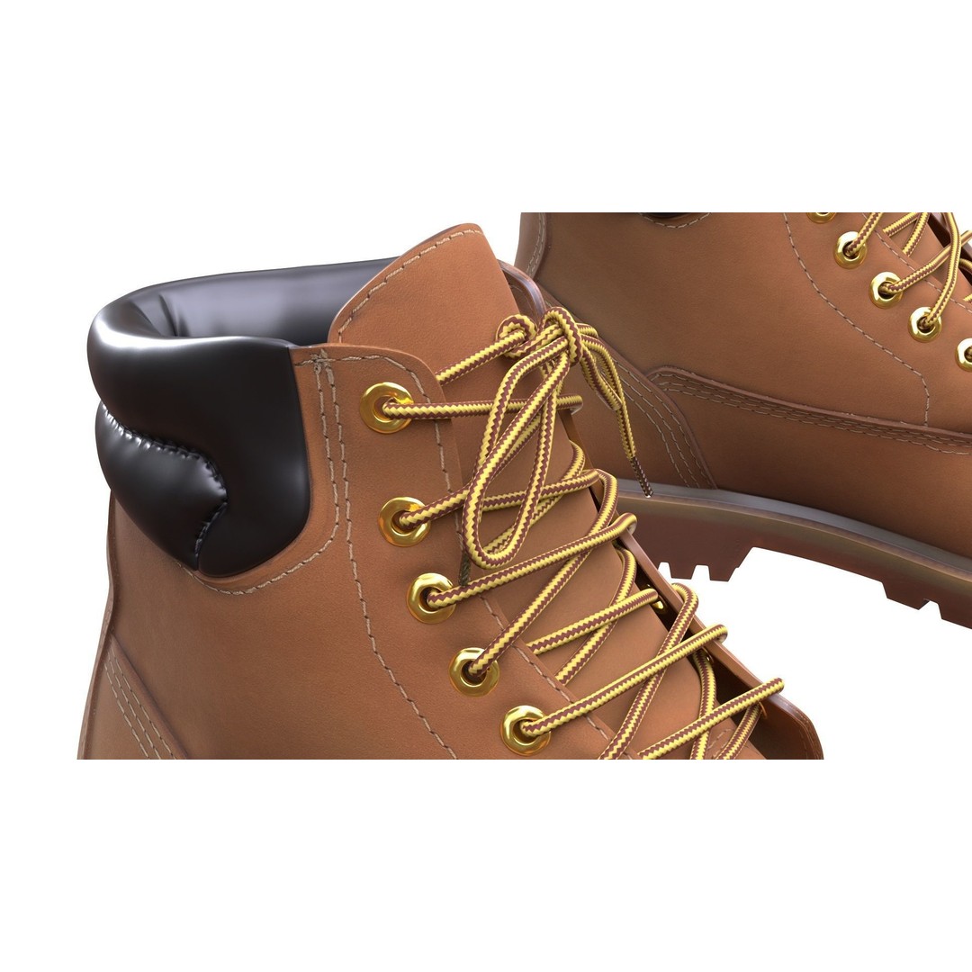 Boots 3D Model – Low Poly Rigged Footwear for Games, FBX, OBJ - View 15