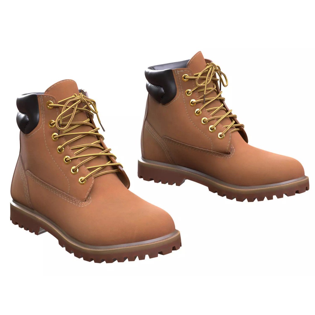 Boots 3D Model – Low Poly Rigged Footwear for Games, FBX, OBJ - View 2