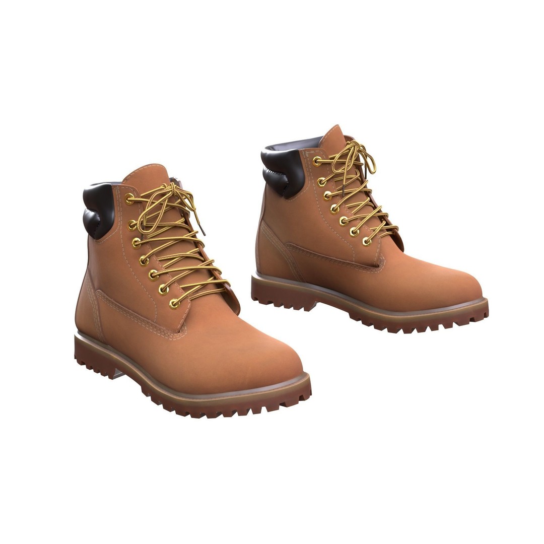 Boots 3D Model – Low Poly Rigged Footwear for Games, FBX, OBJ - View 3