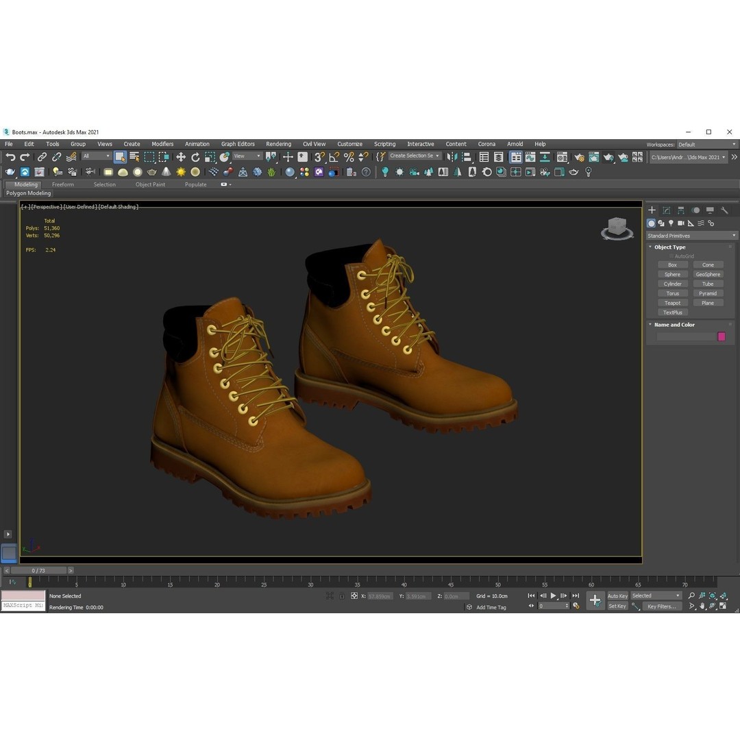 Boots 3D Model – Low Poly Rigged Footwear for Games, FBX, OBJ - View 4
