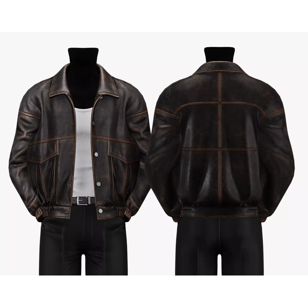 Leather Jacket 3D Model – Low Poly Game-Ready Character Clothing, FBX - View 12