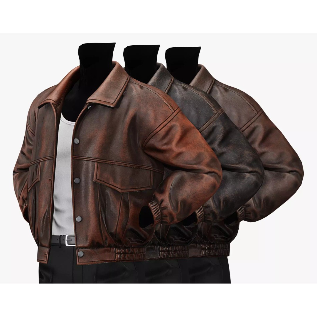 Leather Jacket 3D Model – Low Poly Game-Ready Character Clothing, FBX - View 2
