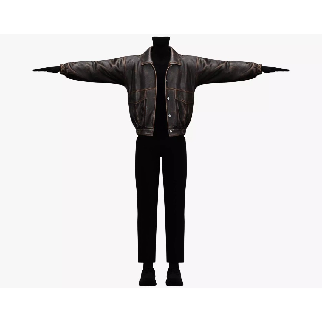 Leather Jacket 3D Model – Low Poly Game-Ready Character Clothing, FBX - View 20