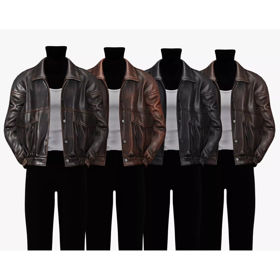Leather Jacket 3D Model – Low Poly Game-Ready Character Clothing, FBX - View 7