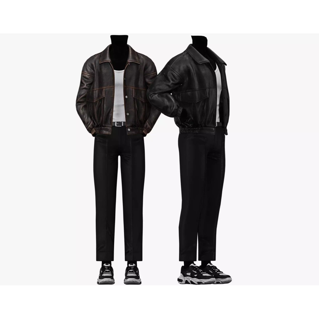 Leather Jacket 3D Model – Low Poly Game-Ready Character Clothing, FBX - View 8