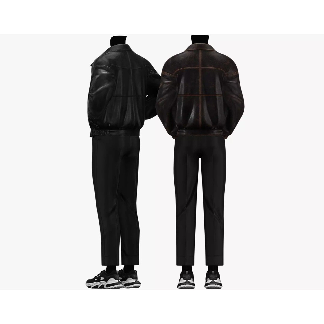 Leather Jacket 3D Model – Low Poly Game-Ready Character Clothing, FBX - View 9