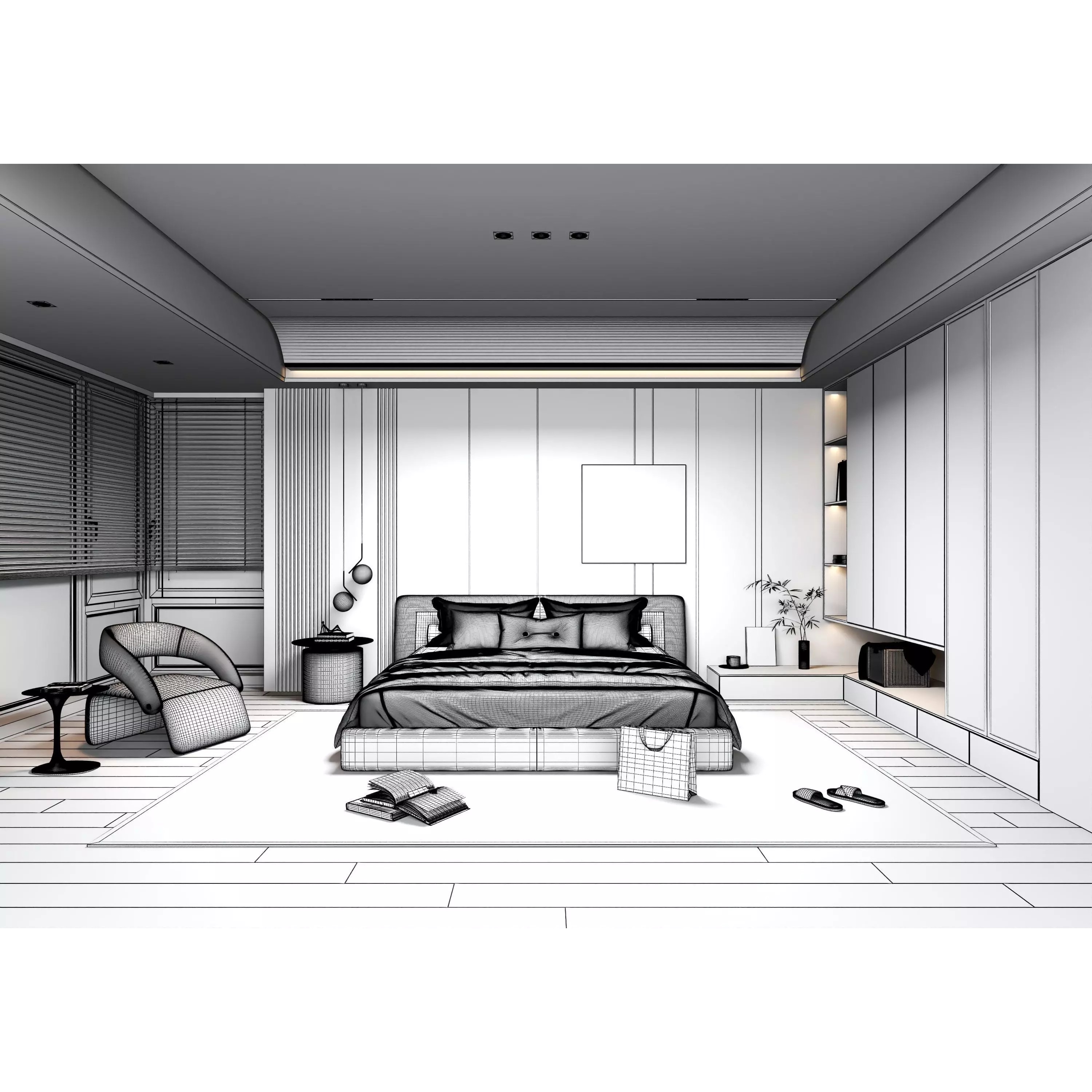 Bedroom Interior 05 - Game-Ready 3D Model - View 11