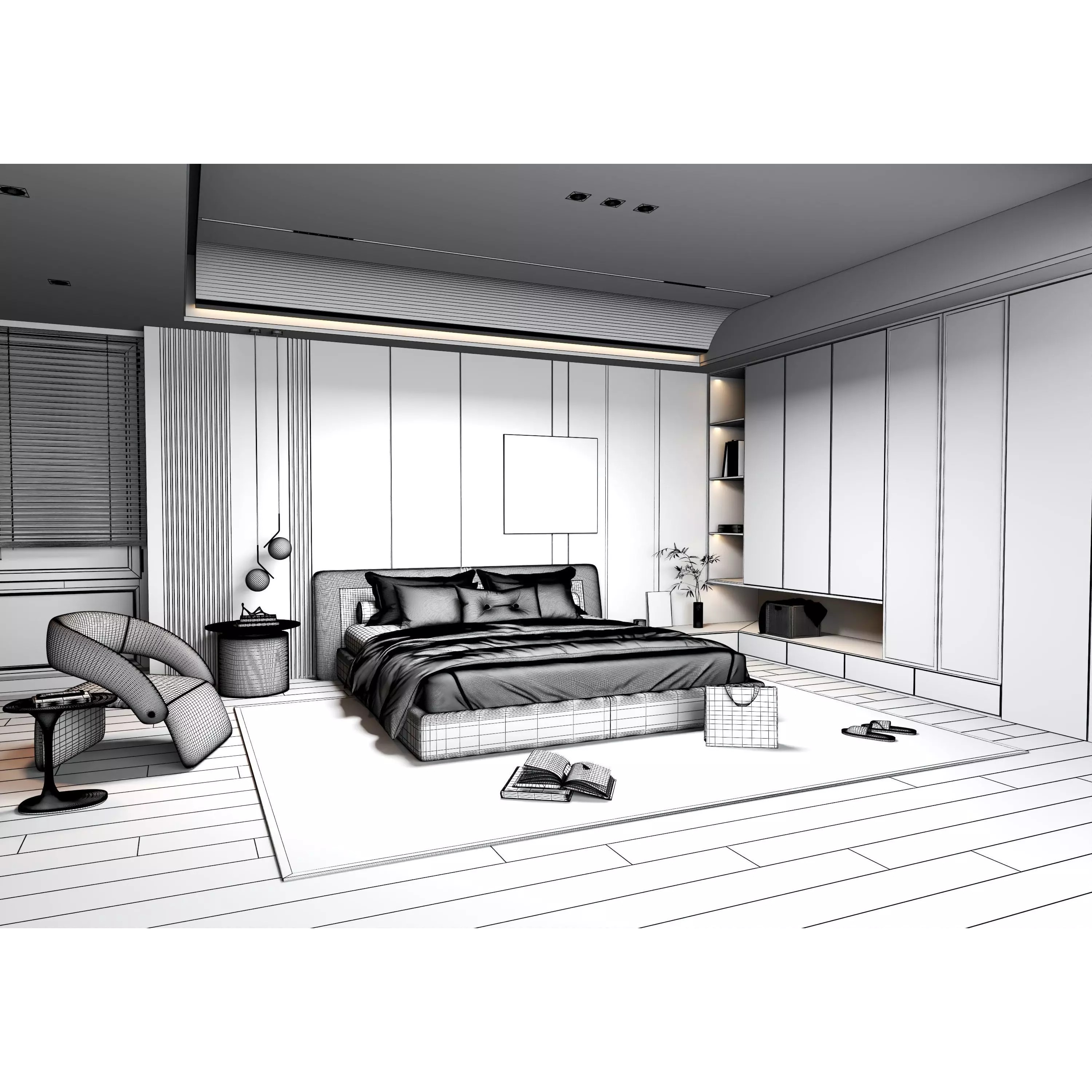Bedroom Interior 05 - Game-Ready 3D Model - View 12