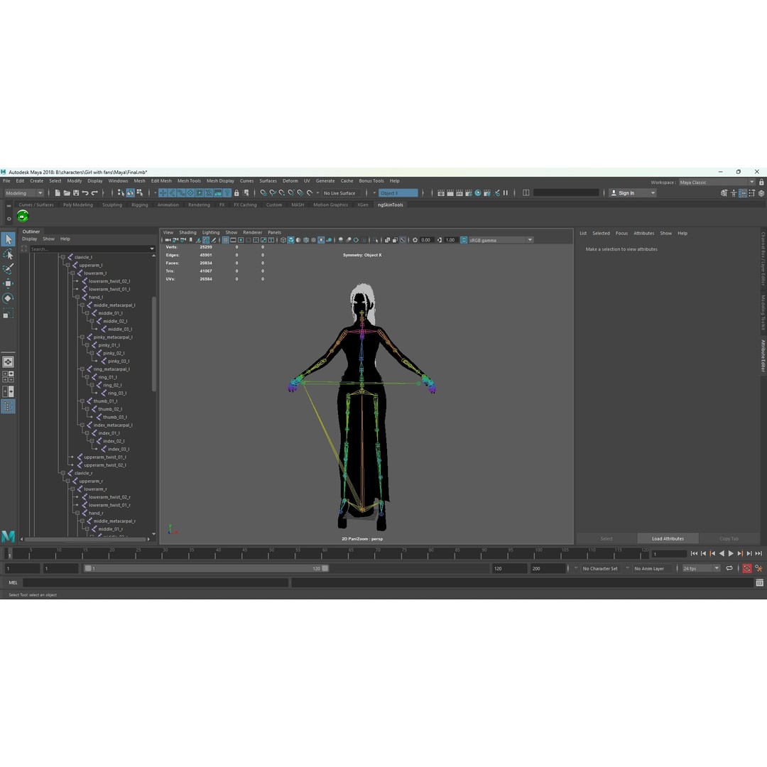 Lady With Fans 3D Model – Low Poly Rigged Character for Unity & UE5 - View 15