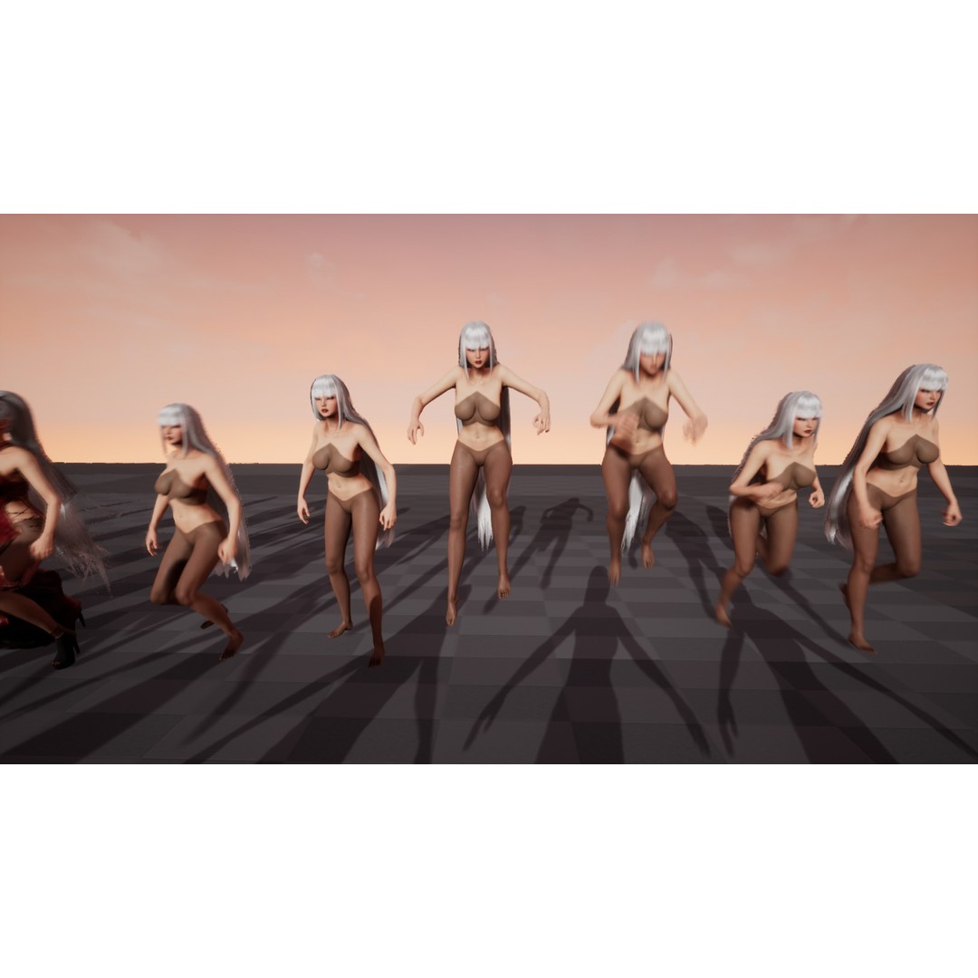 Lady With Fans 3D Model – Low Poly Rigged Character for Unity & UE5 - View 20