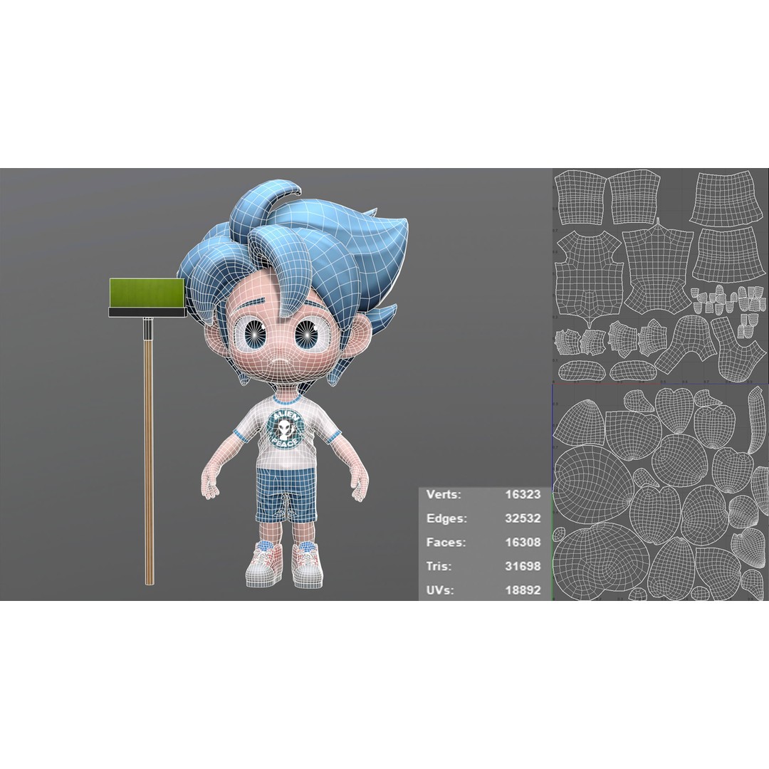 Stylized Character Tommy 3D Model – Low Poly Game Ready, FBX