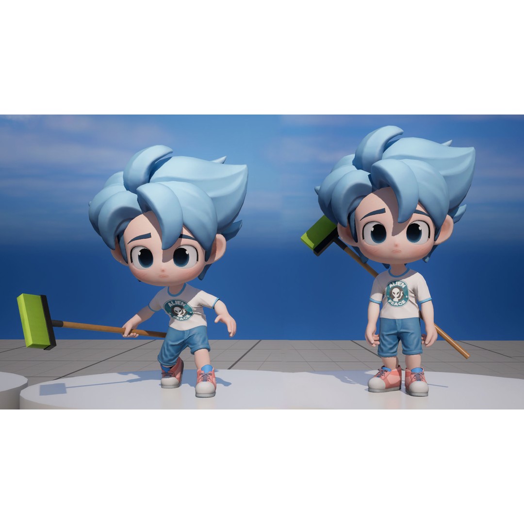 Stylized Character Tommy 3D Model – Low Poly Game Ready, FBX - View 9
