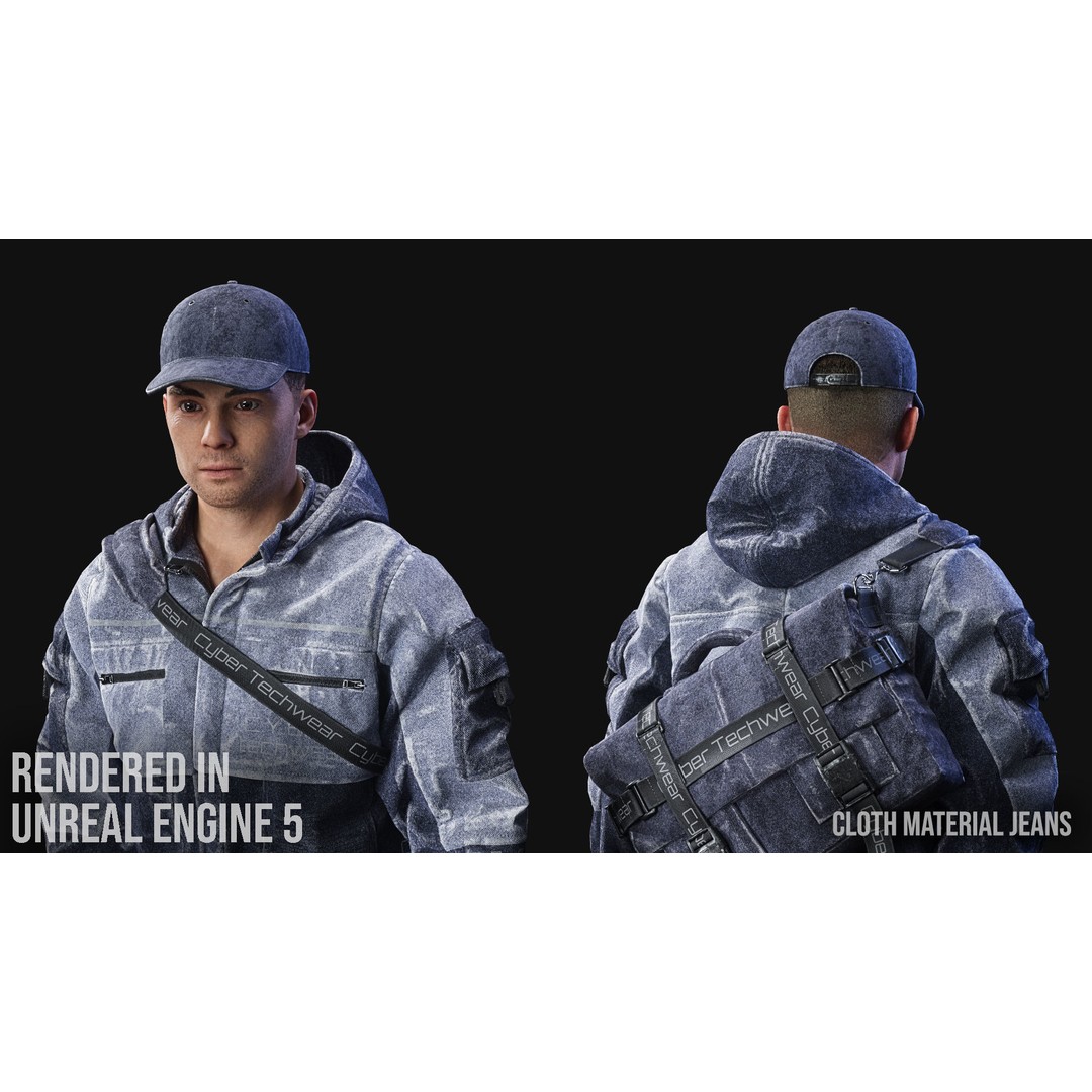 Techwear Character 3D Model – Low Poly Rigged Game Asset, FBX - View 10