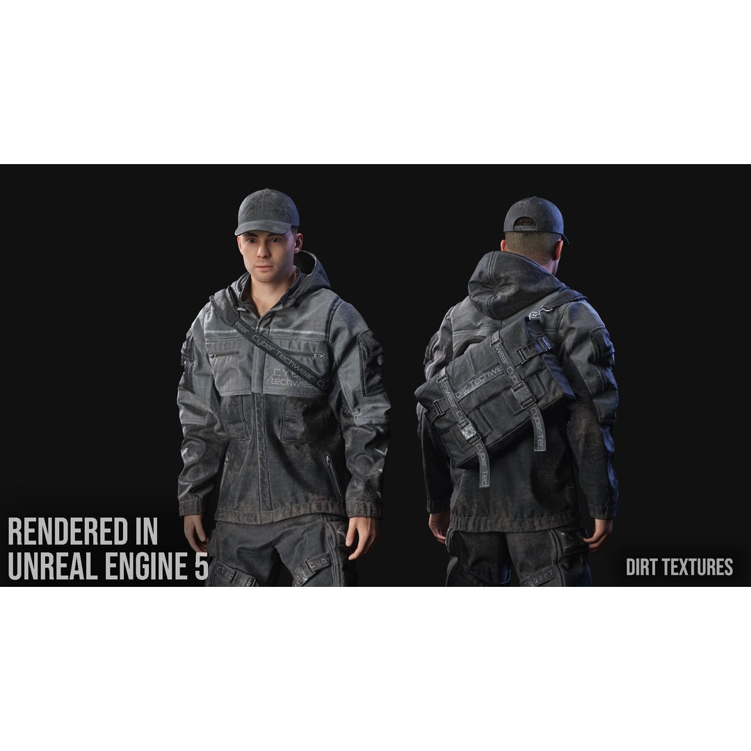 Techwear Character 3D Model – Low Poly Rigged Game Asset, FBX - View 12