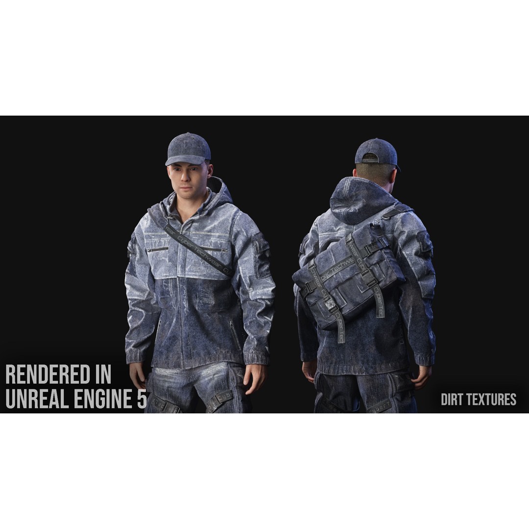 Techwear Character 3D Model – Low Poly Rigged Game Asset, FBX - View 13
