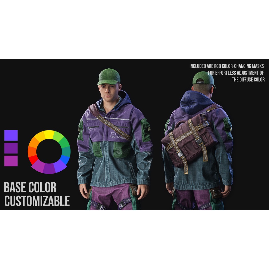 Techwear Character 3D Model – Low Poly Rigged Game Asset, FBX - View 22