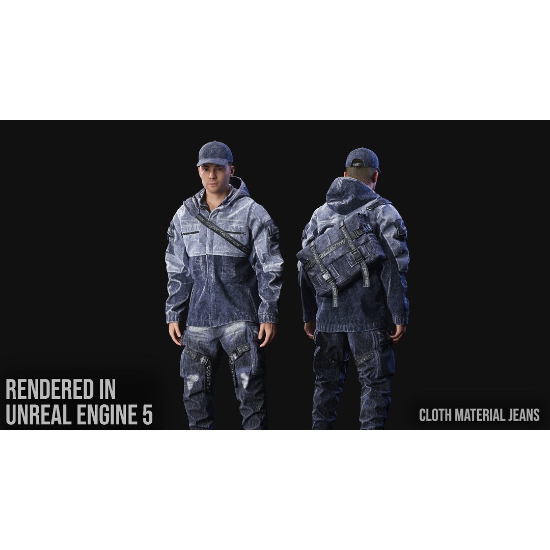 Techwear Character 3D Model – Low Poly Rigged Game Asset, FBX - View 4