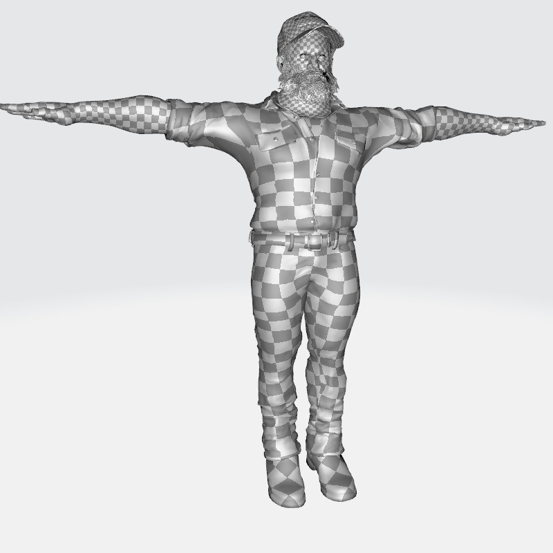 Realistic Bearded Lumberjack 3D Model – Low Poly Rigged Character, FBX