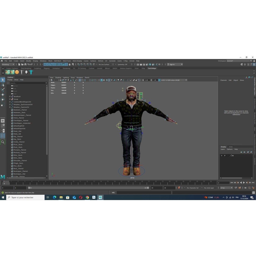 Realistic Bearded Lumberjack 3D Model – Low Poly Rigged Character, FBX - View 11