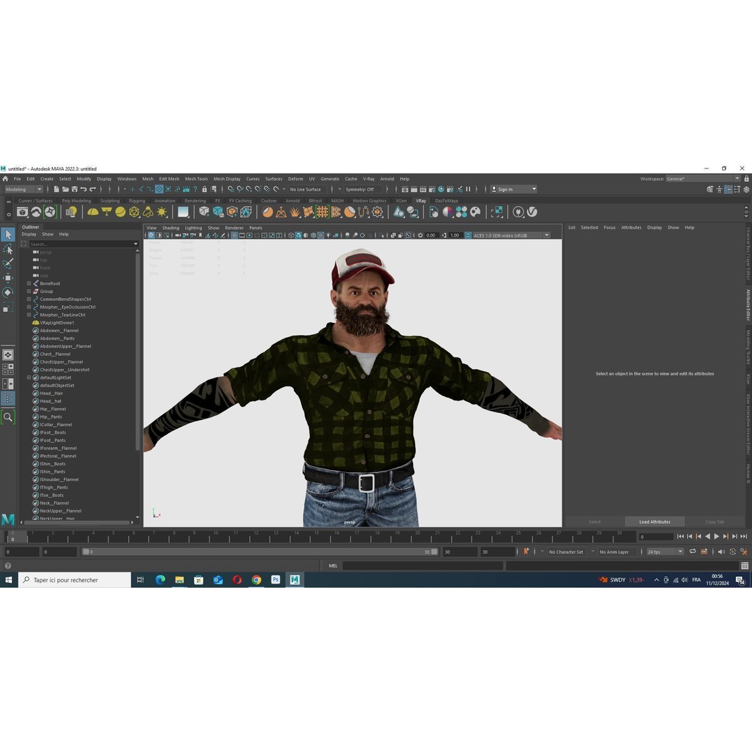 Realistic Bearded Lumberjack 3D Model – Low Poly Rigged Character, FBX - View 12