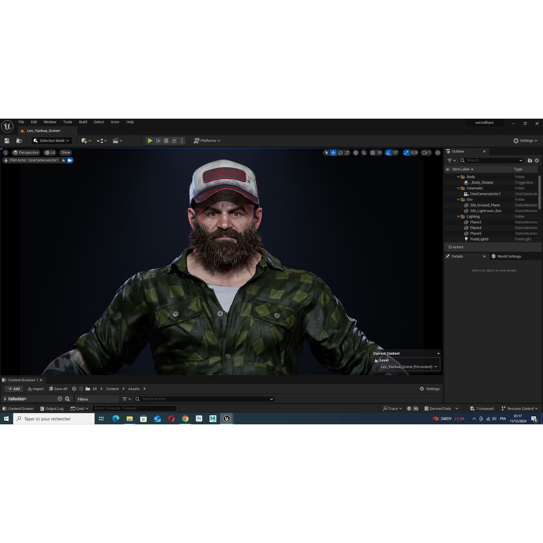 Realistic Bearded Lumberjack 3D Model – Low Poly Rigged Character, FBX - View 15