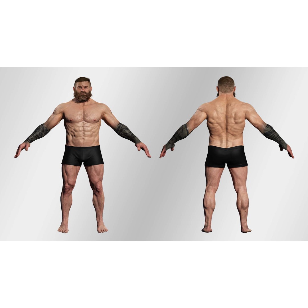 Realistic Bearded Lumberjack 3D Model – Low Poly Rigged Character, FBX - View 6