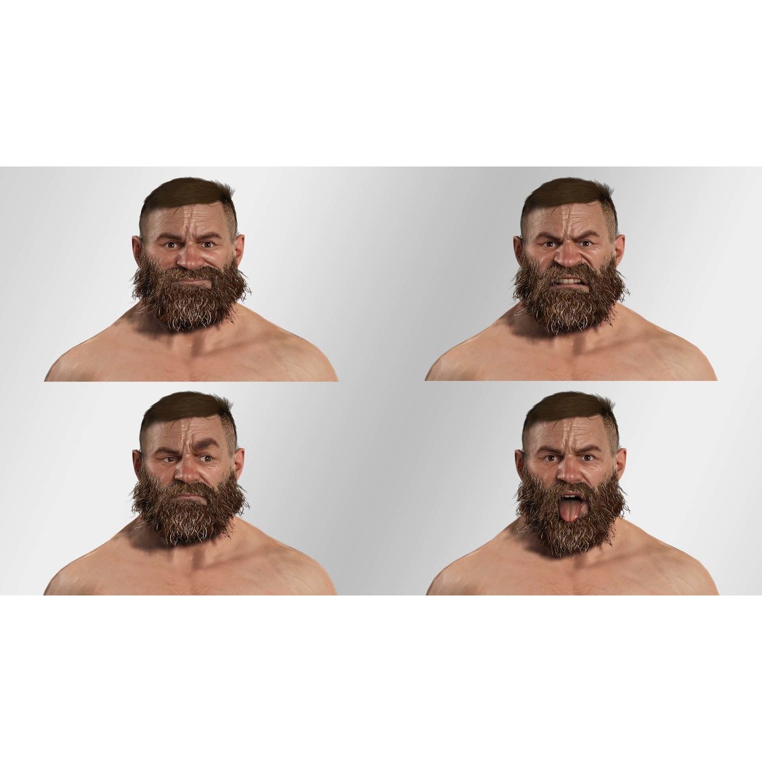 Realistic Bearded Lumberjack 3D Model – Low Poly Rigged Character, FBX - View 8
