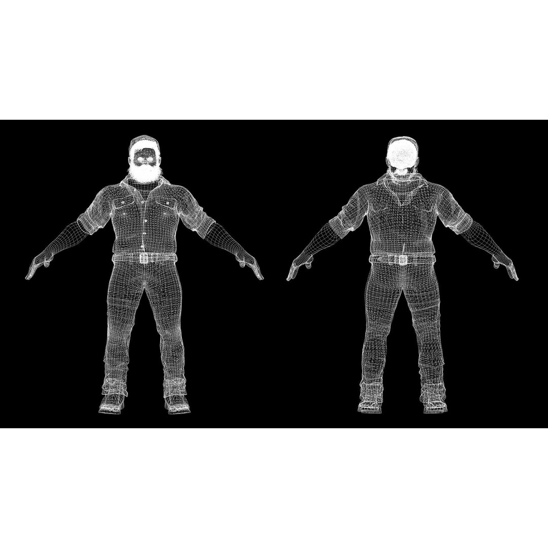 Realistic Bearded Lumberjack 3D Model – Low Poly Rigged Character, FBX - View 9