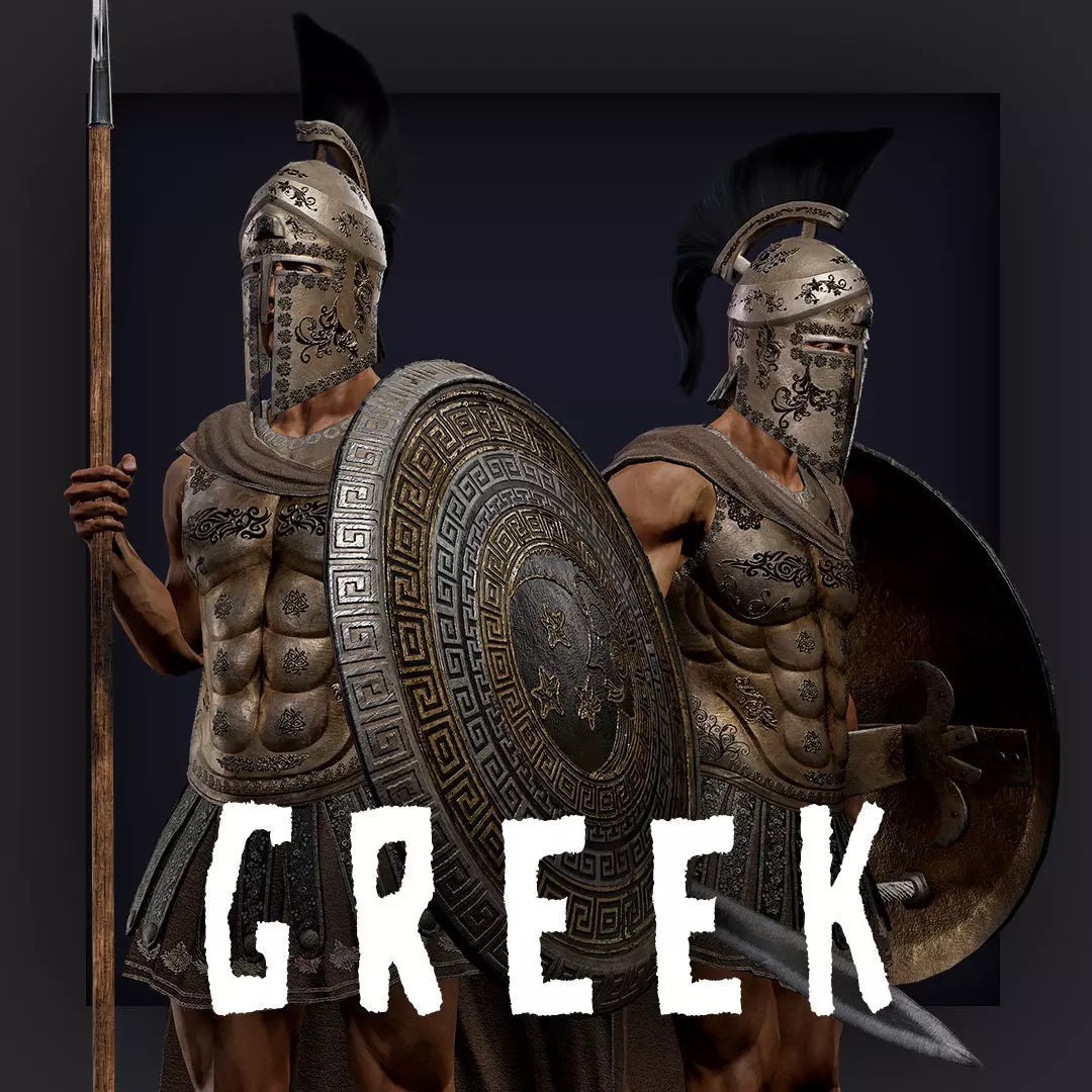 Greek Royal Heavy Hoplite 3D Model – Low Poly Rigged Character for Games - View 2