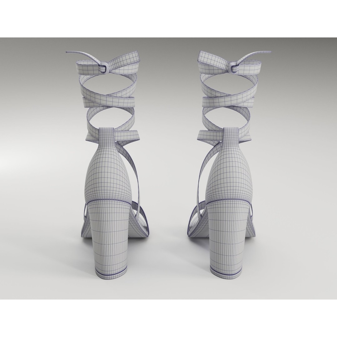 Strappy Suede Heels 3D Model – Low Poly Game Ready Footwear, FBX, Blender - View 16