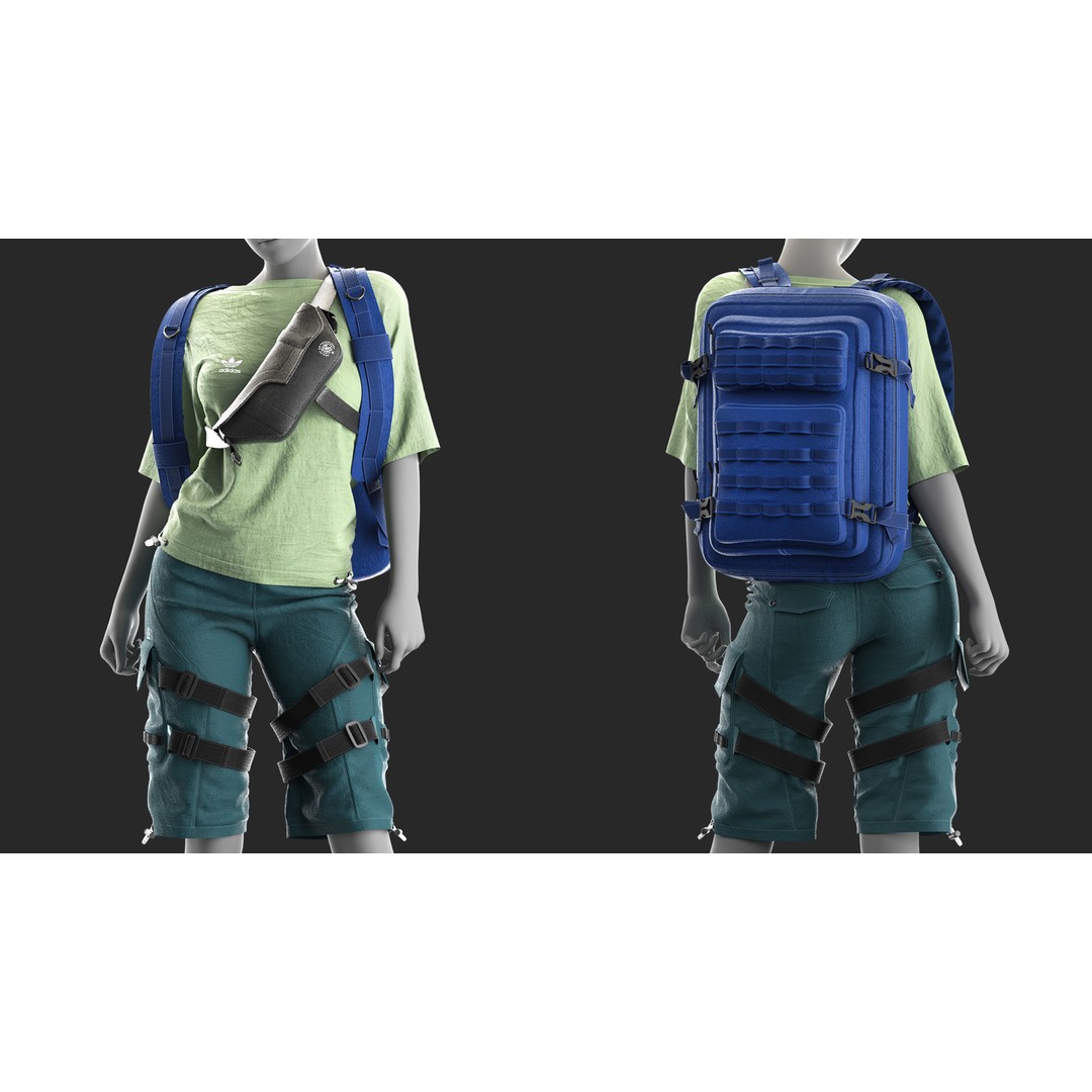 Girls Outfit 3D Model – Marvelous Designer Clothing, PBR Textures - View 3