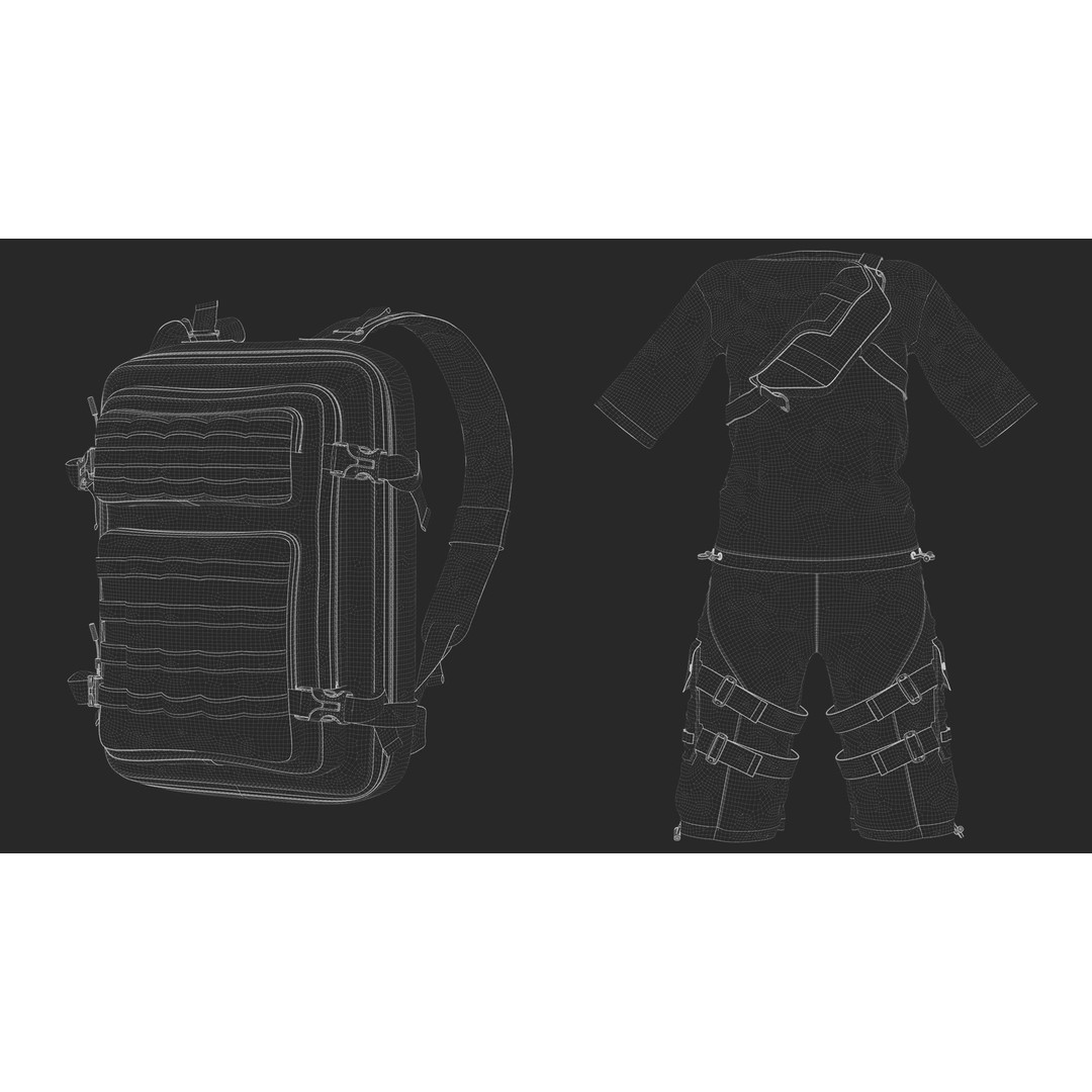 Girls Outfit 3D Model – Marvelous Designer Clothing, PBR Textures - View 5