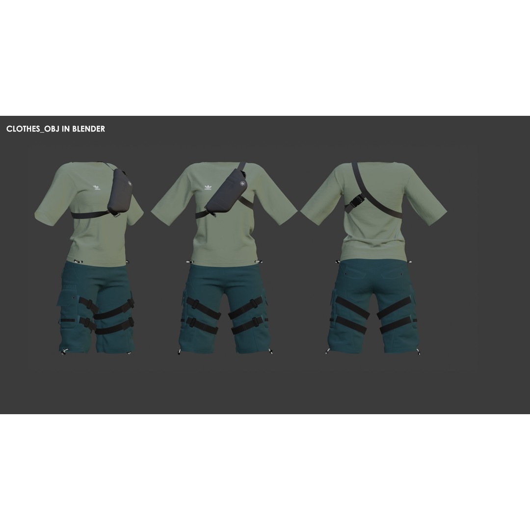 Girls Outfit 3D Model – Marvelous Designer Clothing, PBR Textures - View 8