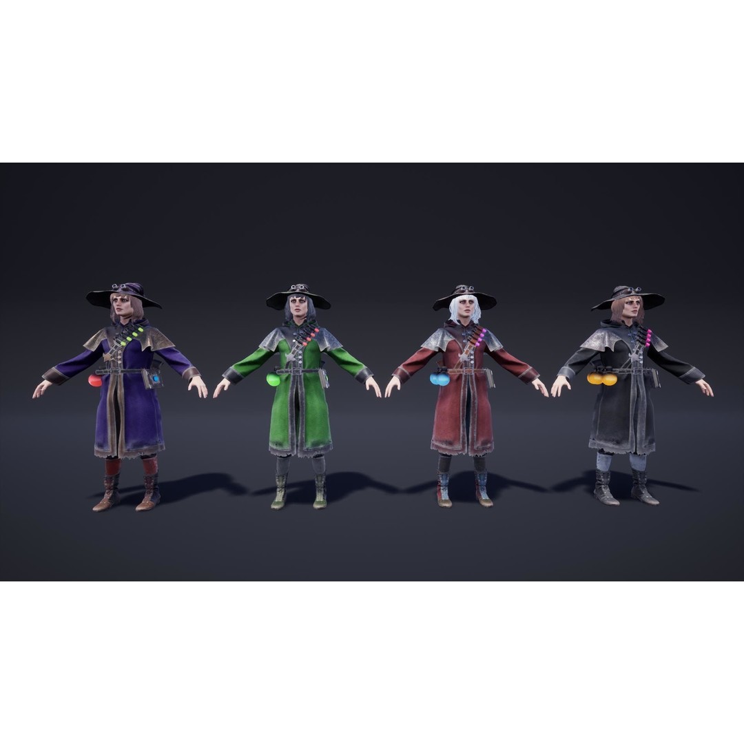 Fantasy Warriors 3D Model – Low Poly Game Asset, Rigged, FBX - View 11