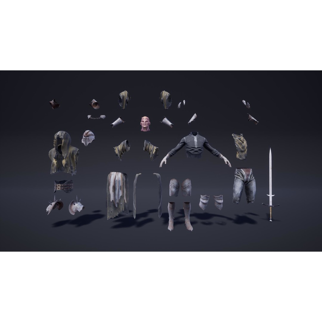 Fantasy Warriors 3D Model – Low Poly Game Asset, Rigged, FBX - View 12