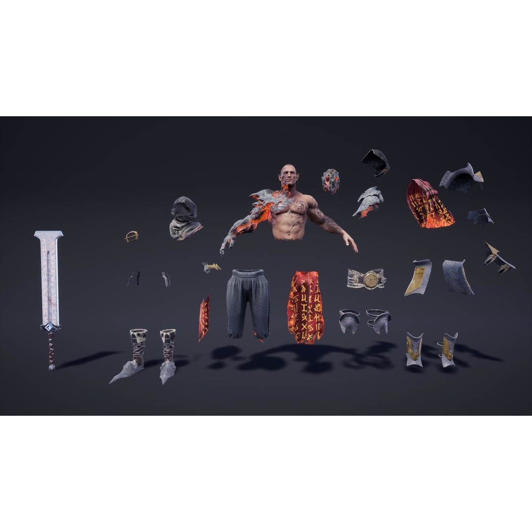 Fantasy Warriors 3D Model – Low Poly Game Asset, Rigged, FBX - View 15