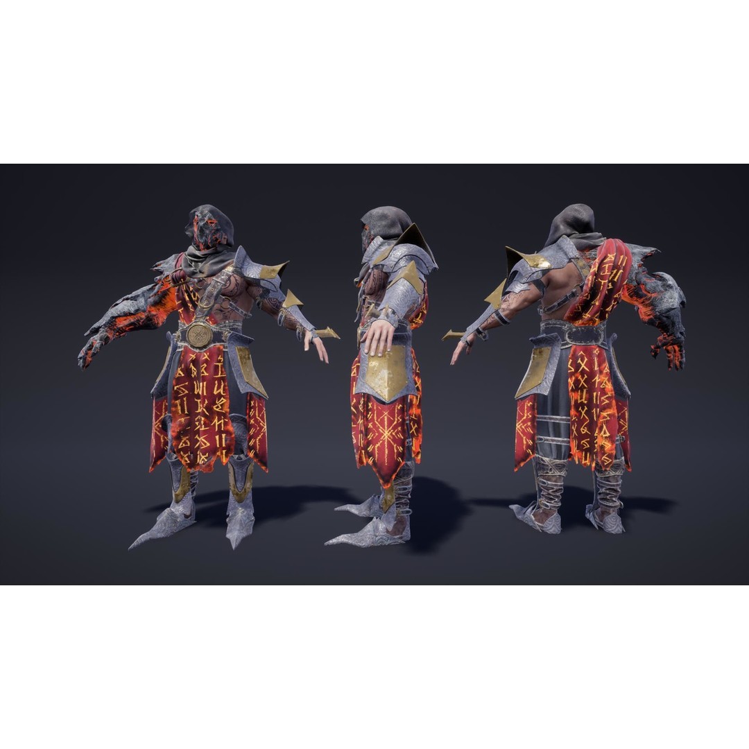 Fantasy Warriors 3D Model – Low Poly Game Asset, Rigged, FBX - View 16