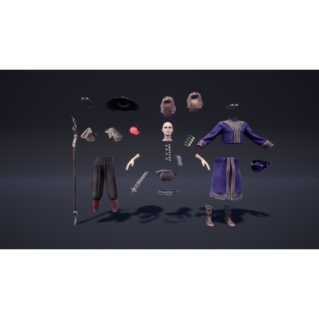 Fantasy Warriors 3D Model – Low Poly Game Asset, Rigged, FBX - View 3