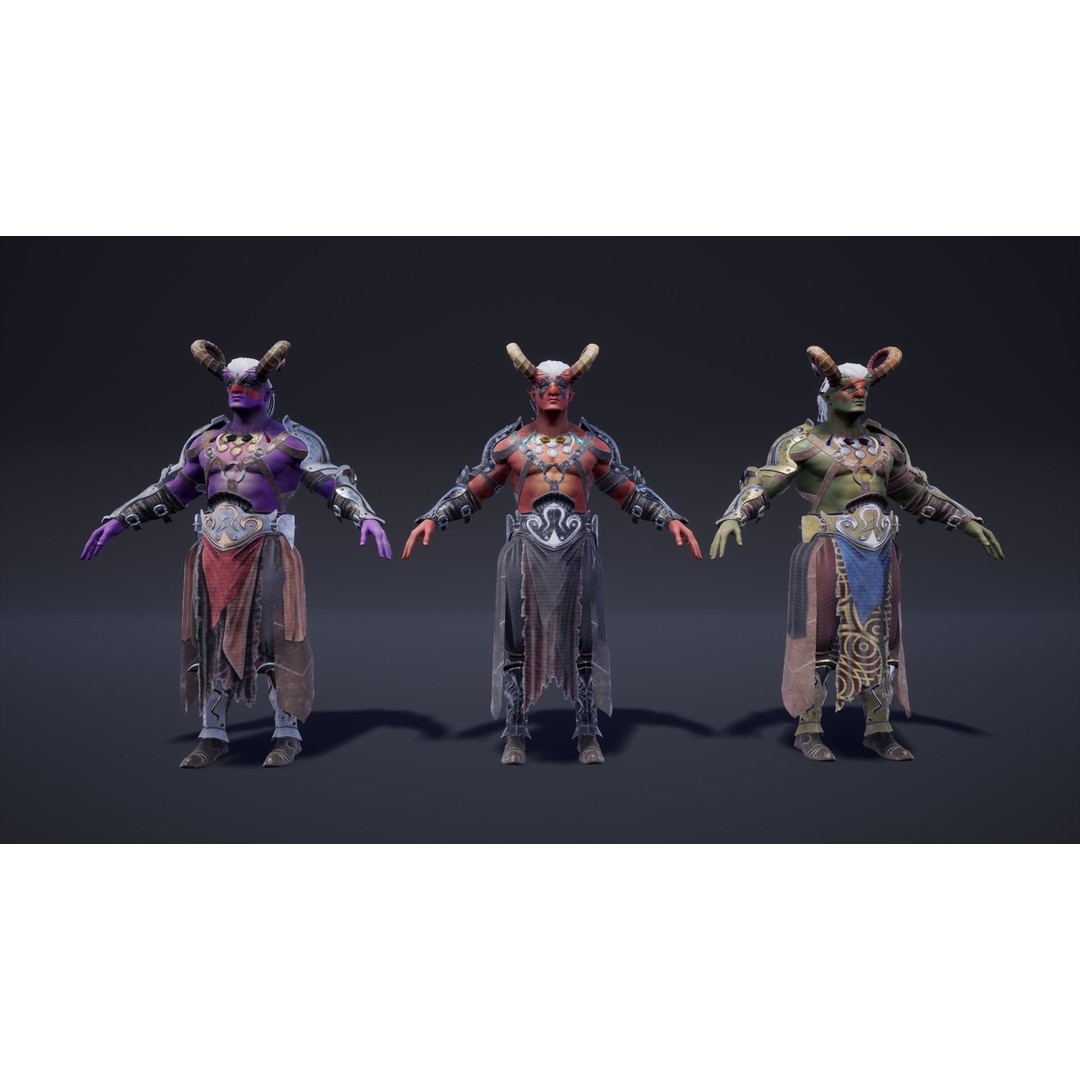 Fantasy Warriors 3D Model – Low Poly Game Asset, Rigged, FBX - View 6