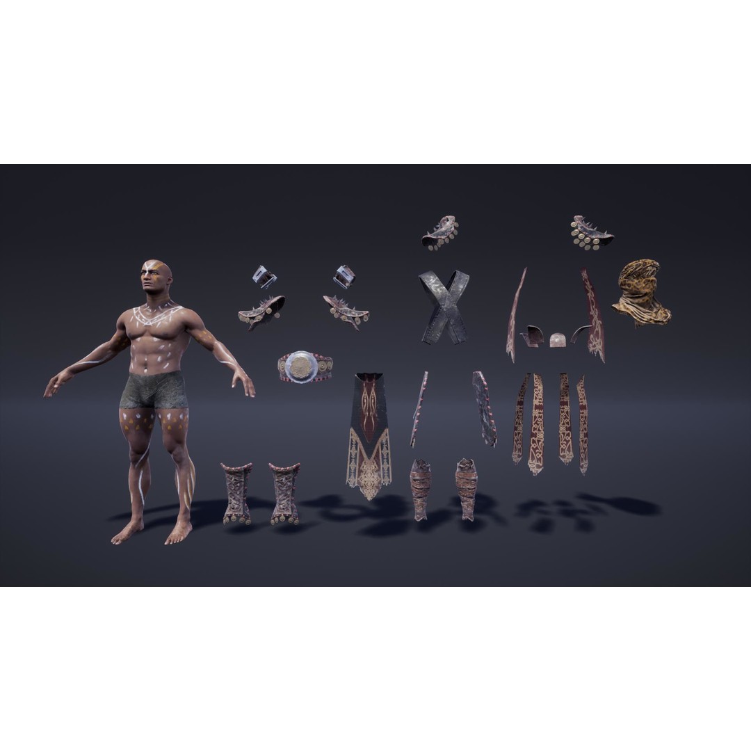 Fantasy Warriors 3D Model – Low Poly Game Asset, Rigged, FBX - View 7