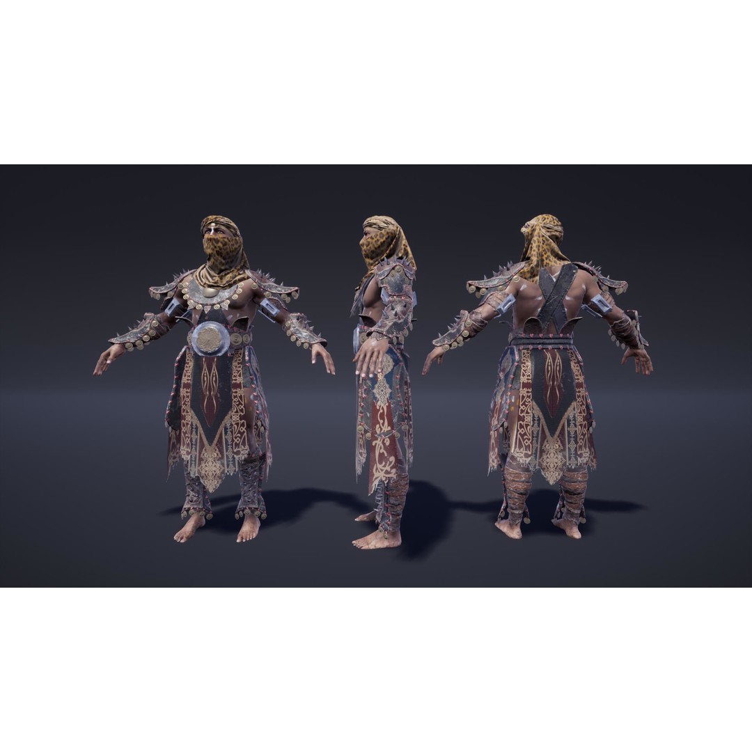 Fantasy Warriors 3D Model – Low Poly Game Asset, Rigged, FBX - View 8
