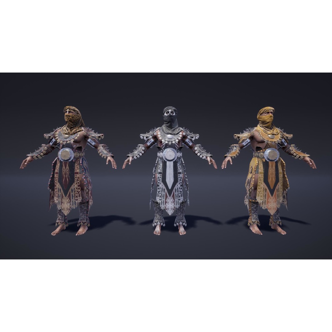 Fantasy Warriors 3D Model – Low Poly Game Asset, Rigged, FBX - View 9