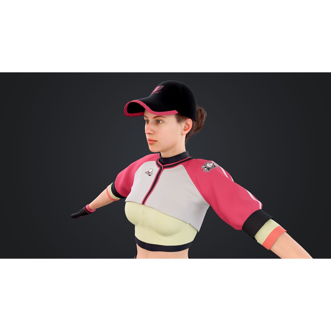 Baseballer 3D Model – Low Poly Rigged Character for Animation - View 12