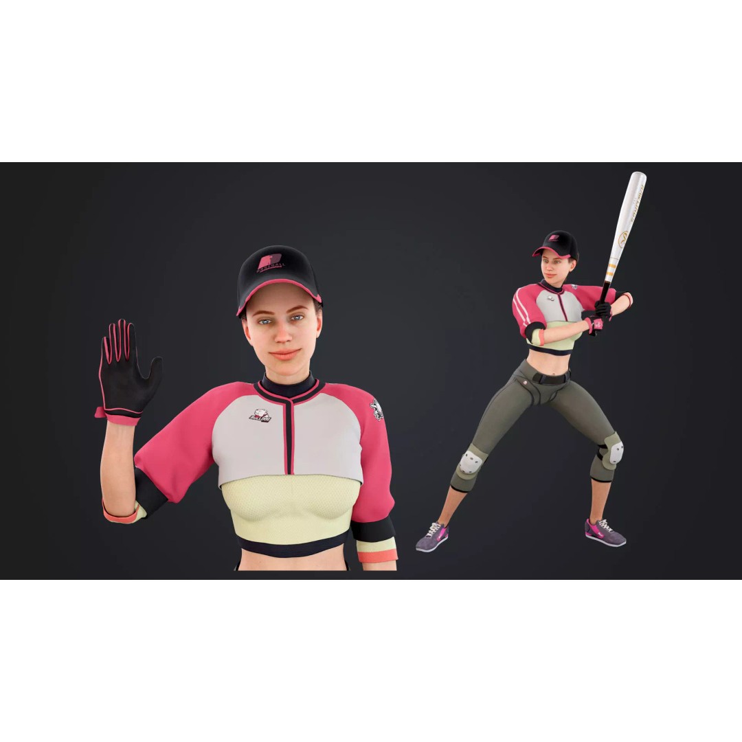 Baseballer 3D Model – Low Poly Rigged Character for Animation - View 2