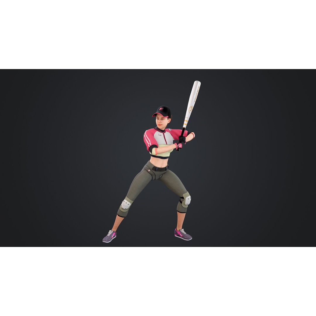 Baseballer 3D Model – Low Poly Rigged Character for Animation - View 3